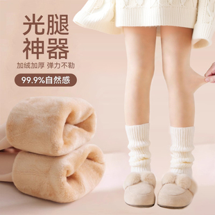 女童光腿神器加绒秋冬加厚肤色丝袜连裤袜春秋薄款肉色儿童打底裤