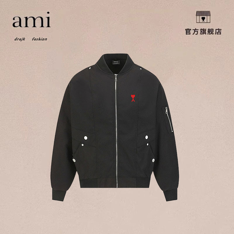 正品AMI DRAJK美式高街铆钉工装飞行员夹克男秋冬休闲棒球服外套
