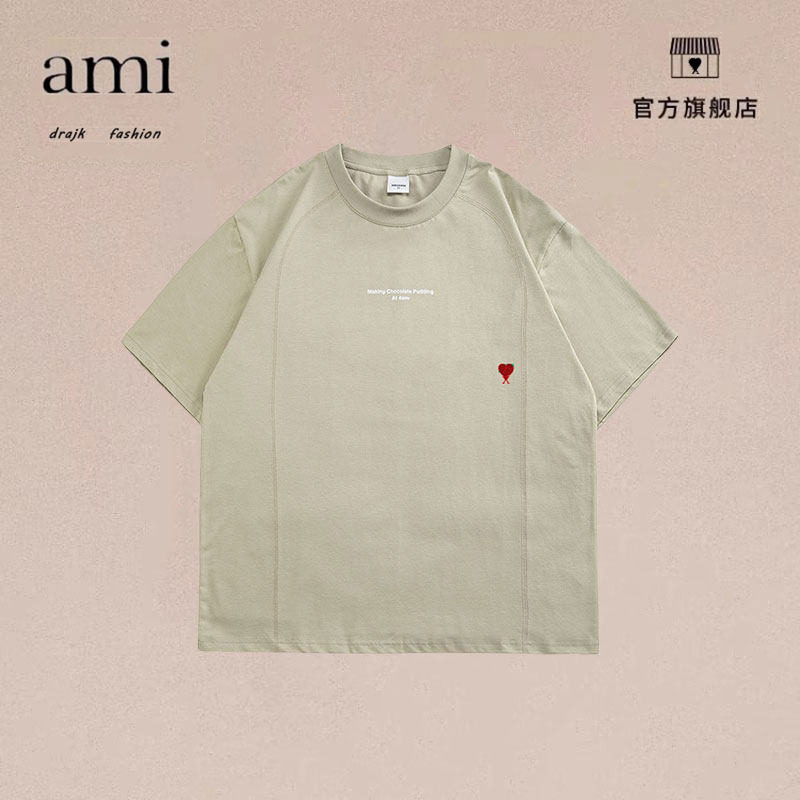 正品AMI DRAJK夏简约印花小清新情侣短袖男生抗菌休闲百搭T恤美式