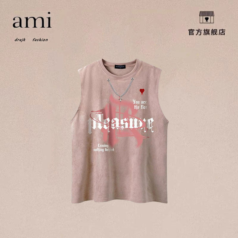 正品AMI DRAJK潮美式宽松oversize无袖上衣男女bf风坎肩背心休闲
