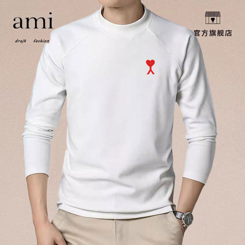 正品AMI DRAJK潮牌秋冬卫衣男保暖长袖内搭半高领打底衫套头衣春