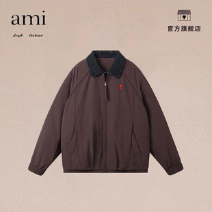 潮牌翻领羽绒棉服男复古宽松保暖百搭工装 DRAJK冬季 外套 AMI 正品