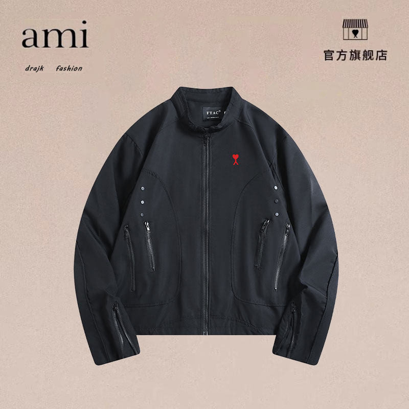 正品AMI DRAJK美式立领男拉链外套防水户外街头工装百搭飞行夹克