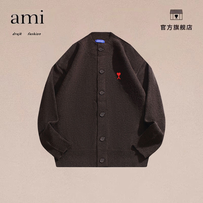 正品AMI DRAJK针织衫男宽松简约时尚百搭秋冬休闲慵懒潮毛衣外套