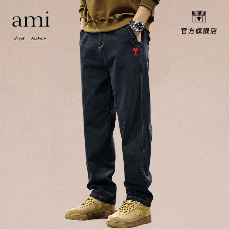 正品AMI DRAJK潮牌简约男士休闲裤秋季宽松直筒微锥春季工装长裤