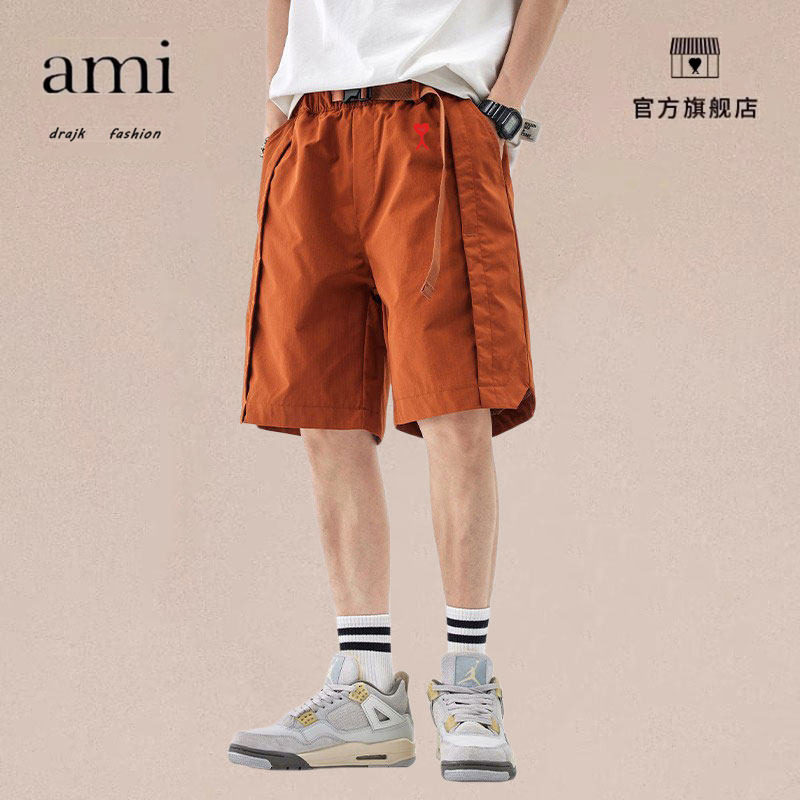 正品AMI DRAJK工装短裤男夏季立体风宽松美式卡扣腰带五分休闲裤
