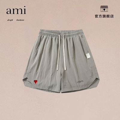 正品AMI DRAJK复古抽绳印花沙滩裤男士潮牌户外速干短裤防泼水网