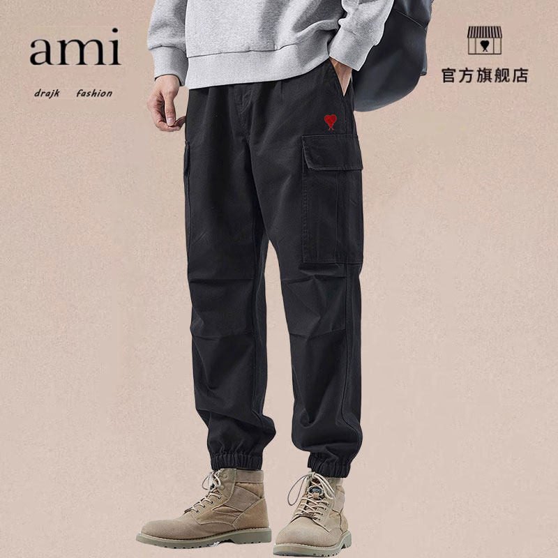 正品AMI DRAJK春秋季多口袋工装裤男士美式休闲裤加绒休闲束脚裤