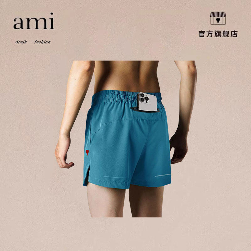 正品AMI DRAJK跑步短裤男新款可放手机专用三分运动速干百搭夏季