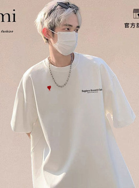 正品AMI DRAJK 300g重磅纯棉短袖t恤男夏季美式宽松痞帅半袖潮流