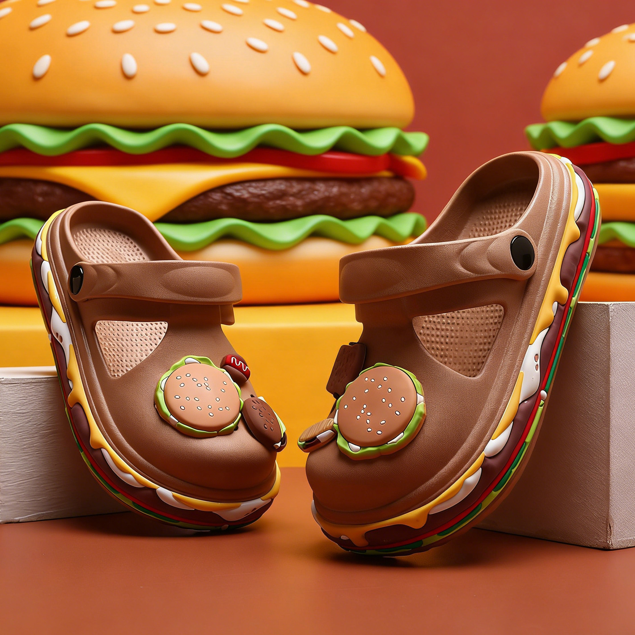 abc创意汉堡儿童洞洞鞋男童拖鞋夏季新款女童防滑男孩凉鞋沙滩鞋