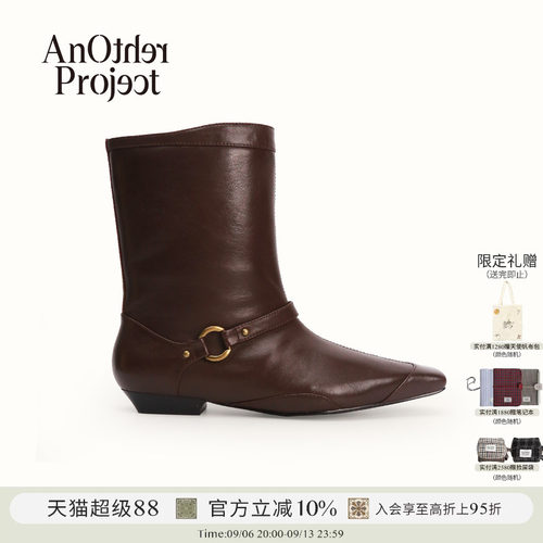 AnOtherProject中筒短跟骑士靴