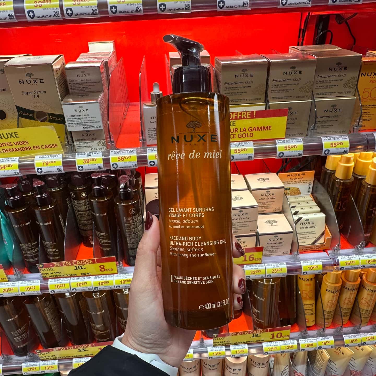 巴黎BC直邮 法版NUXE欧树洗面奶 氨基酸蜂蜜洁面凝胶400ml 卸妆乳