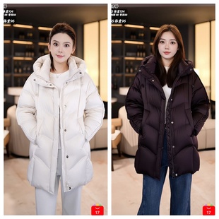 【思婕专享YFW】进口定制面料保暖95鹅绒中长款外套/DF7188