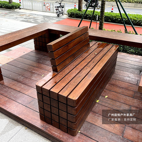 户外实木座椅公园椅园林景观椅广场防腐靠背长椅子耐用长椅轻奢