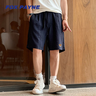 透气纯色沙滩裤 凉感休闲五分裤 PAYNE小狐狸日系复古男士 英国FOX