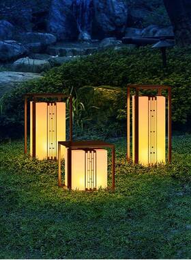 新中式草坪灯户外防水不锈钢草地灯别墅小区市政园林景观柱头灯