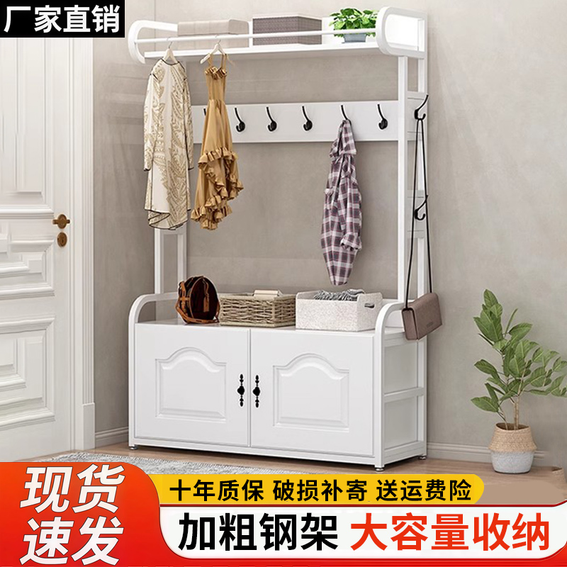 简易入户门口落地衣帽架鞋架一体