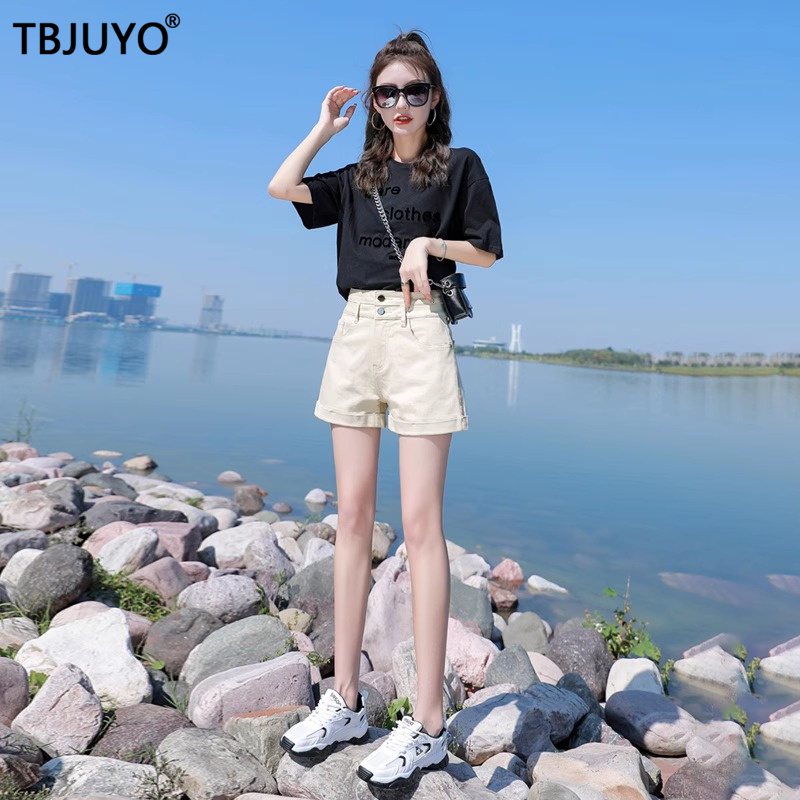 白色牛仔短裤女2025夏季新款高级感宽松显瘦窄版休闲A字五分热裤