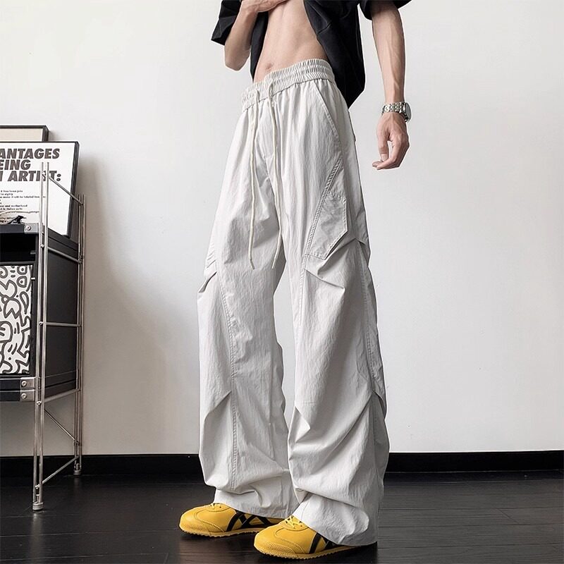 速干伞兵裤男夏季薄款宽松直筒休闲裤子男款潮牌青少年秋季工装裤