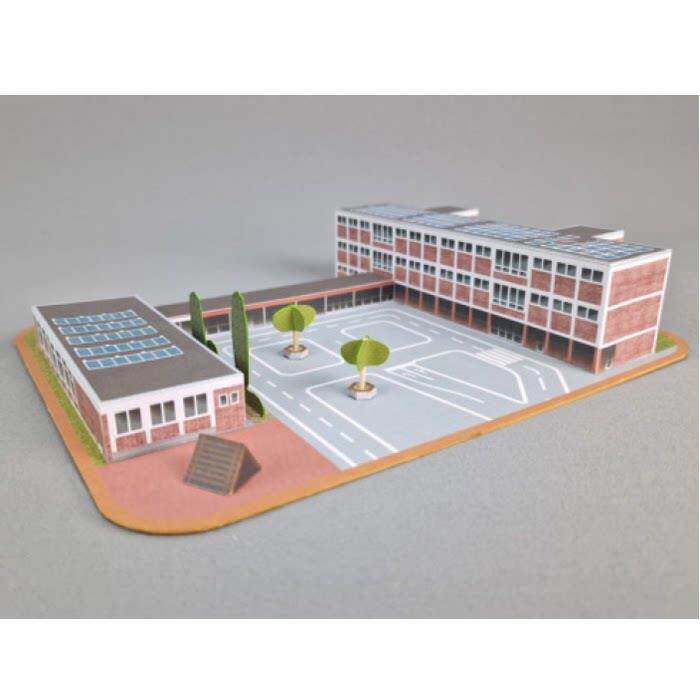 儿童手工折纸DIY拼装立体3D纸模型玩具学校操场教学楼校园制作
