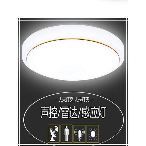 LED声光控人体感应雷达吸顶灯 走廊楼道楼梯工程过道家用现代声控