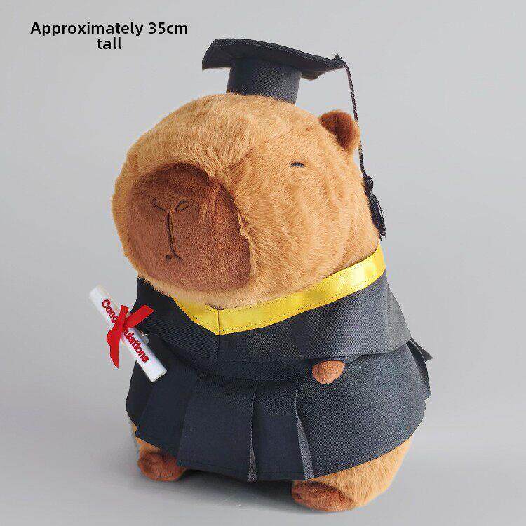 卡皮巴拉毕业公仔水豚卡比吧啦博士学士服玩偶香港大学礼物男女生