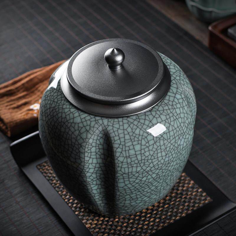 龙泉高端手工青瓷茶叶罐粉青储茶罐茶仓储物罐陶瓷密封性好一斤装