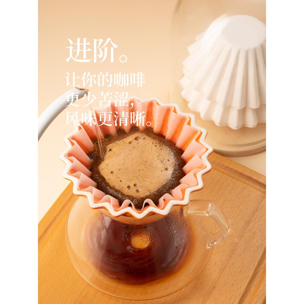 155折纸滤杯咖啡滤纸蛋糕型手冲磨粉萃取平底过滤器具防尘收纳盒