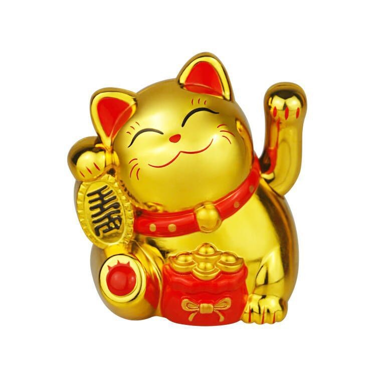 泰国越南热卖2寸金色太阳能风水招财猫蛋糕烘培店车载汽车抓物机