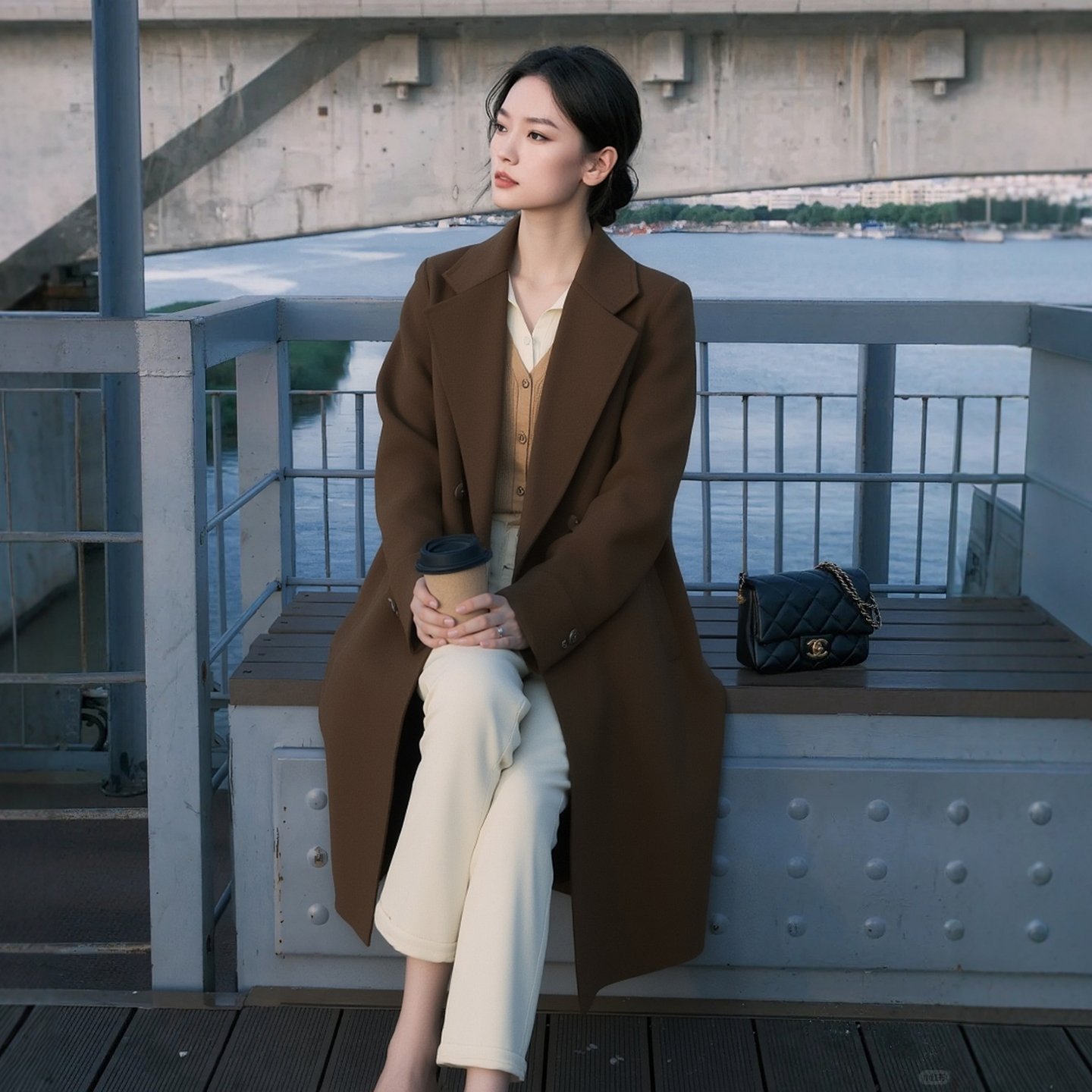 赢智尚冬新款长款毛呢外套