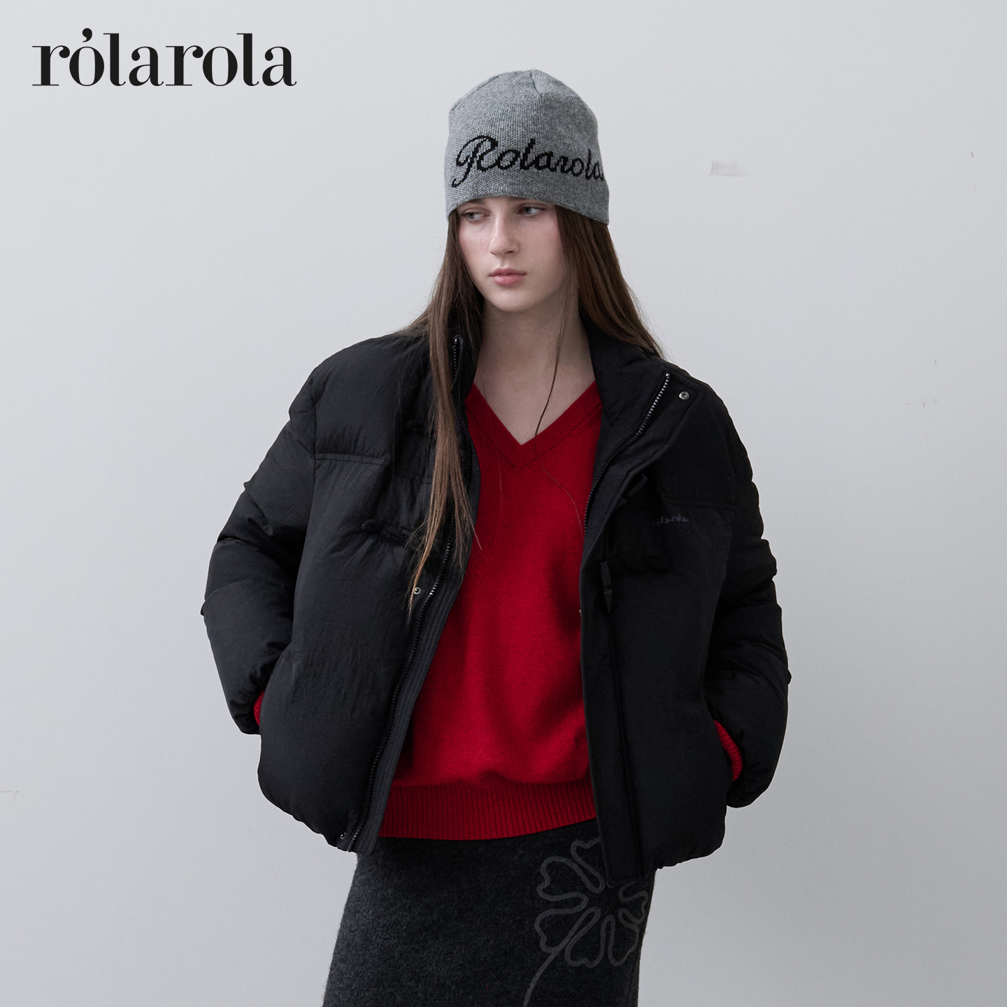 [张元英同款]ROLAROLA25年冬新款立领棉服女宽松百搭面包服外套