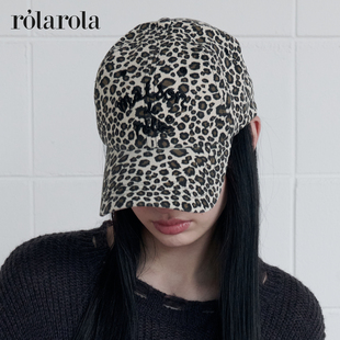 ROLAROLA25年刺绣logo复古豹纹棒球帽冬季 英机场同款 帽子 张元