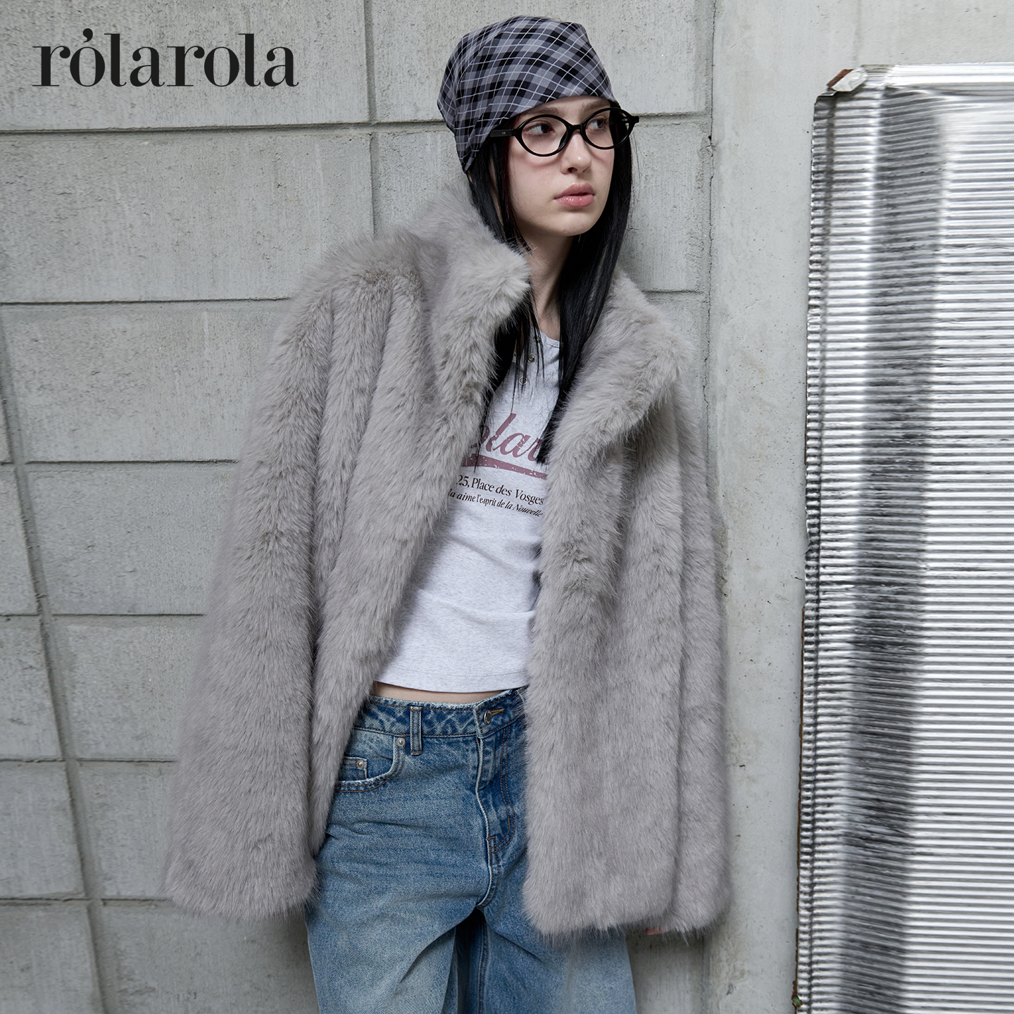 ROLAROLAROLAROLA25年秋冬新款仿皮草大衣女短款宽松休闲毛毛外套