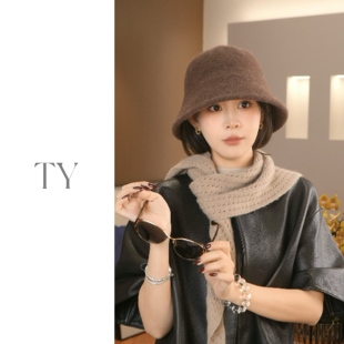 轻奢羊毛渔夫帽女秋冬鱼夫显脸小盆帽水桶冷帽高级感帽子2025新款