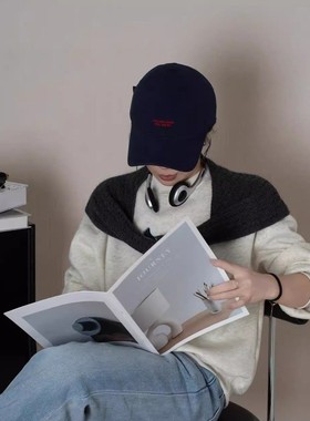 棒球帽女2025新款蓝色大头围超好看鸭舌女款韩系宽帽檐大脸显脸小