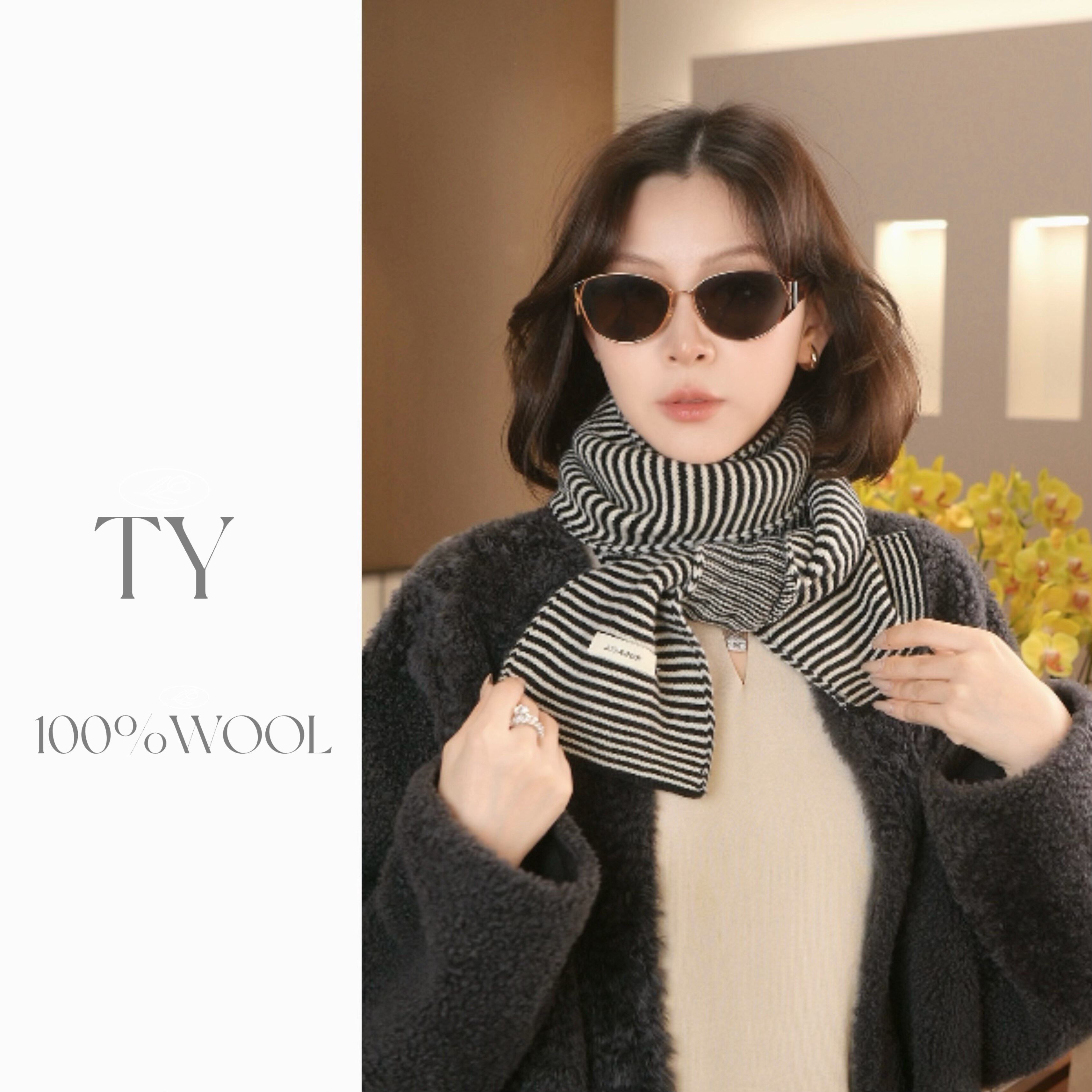 围巾女士披肩两用羊毛秋冬薄款时尚洋气高档2025新款条纹拼色