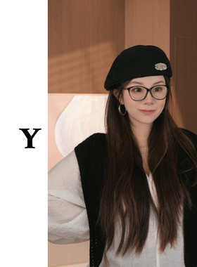 贝雷帽女帽子2025新款显脸小大头围黑色红色白色秋小韩系前进复古