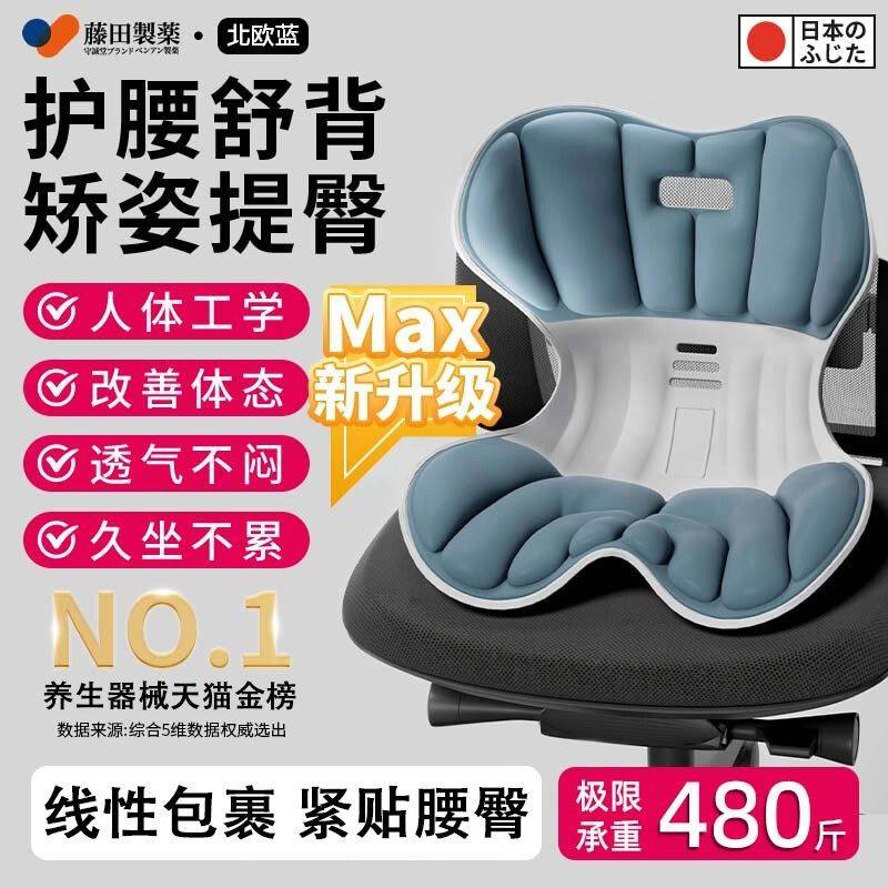 藤田制药护腰坐垫靠背办公室久坐神器舒适透气人体工学椅腰靠垫