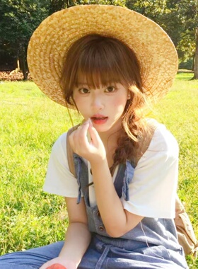 农场主的女儿手工草帽女夏出片