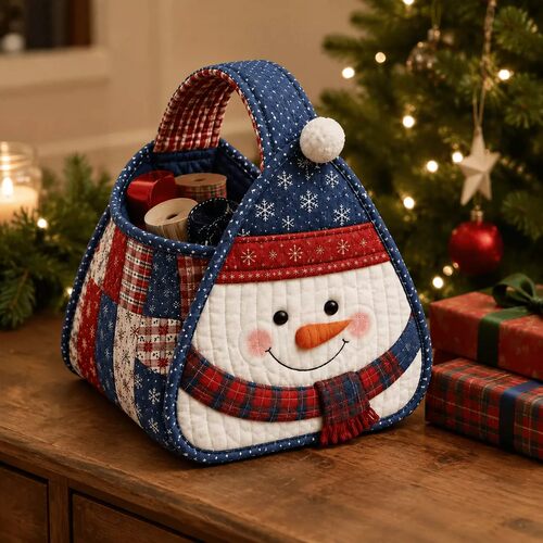 圣诞节手工diy绗缝手提篮跨境新款CharacterQuilted Carry Basket
