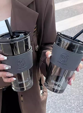 玻璃杯高颜值ins风水杯办公咖啡杯茶杯礼品水杯吸管杯水杯伴手礼