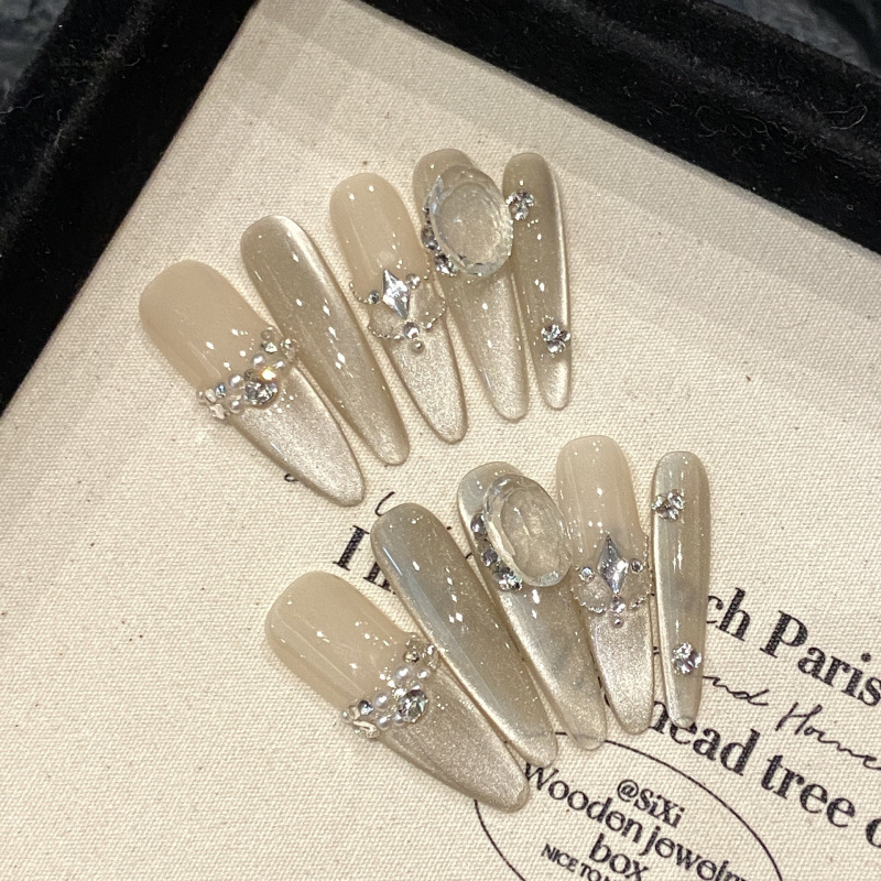 瑞卡曼【冷萃宝石】纯手工高级感爆闪香槟猫眼4.0穿戴甲