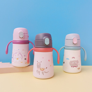 316不锈钢吸管柄保温杯背带婴儿手水杯小学生礼品杯子式