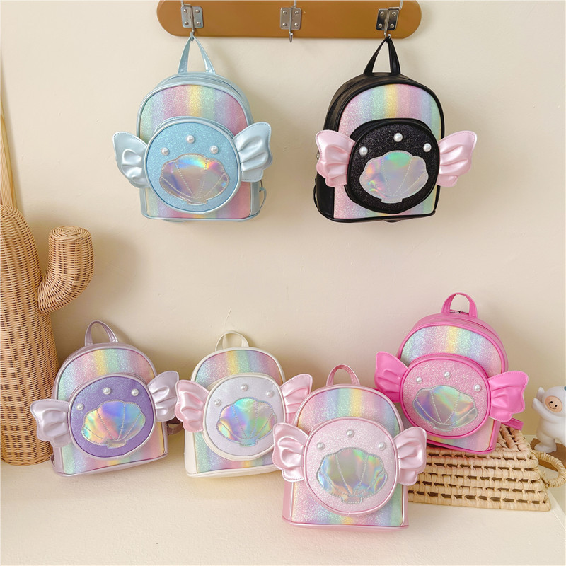 儿童小包包可爱PU翅膀双肩包洋气公主出游背包女童上学书包