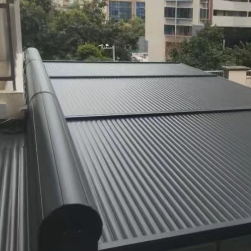 阳光房防晒隔热遮阳天幕帘 铝合金天幕全自动卷帘户外玻璃棚天幕