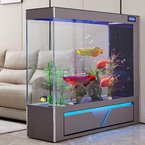 超白玻璃鱼缸客厅隔间屏风生态水族箱懒人免换水中大型落地自循环