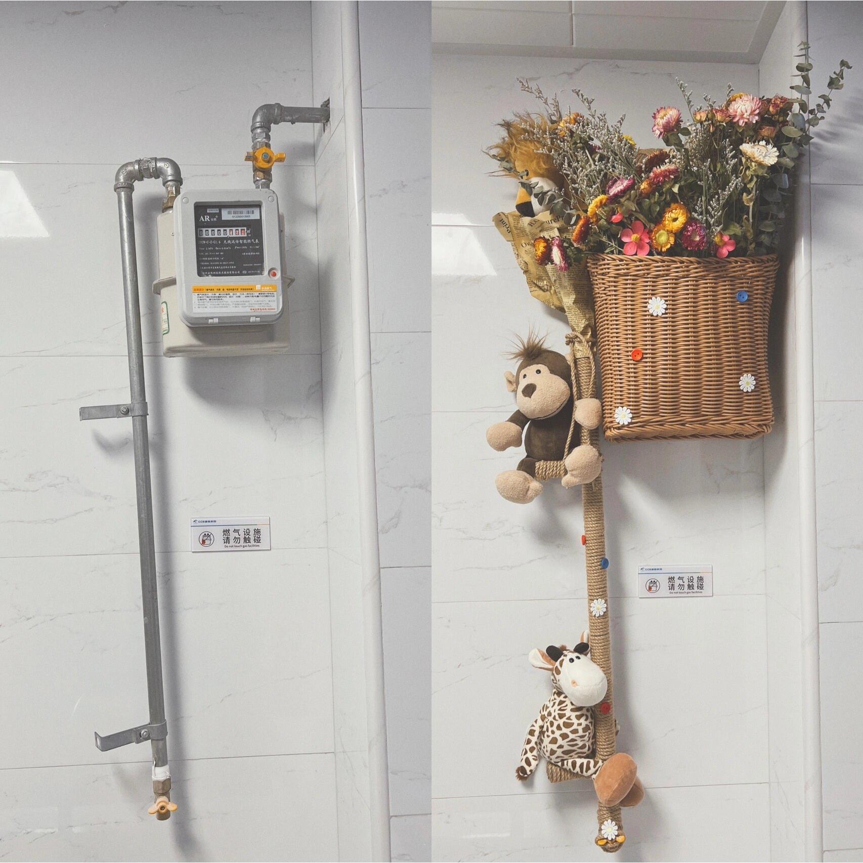 厨房燃气管道遮挡装饰暖气管美化遮丑厨房燃气表箱创意遮丑改造墙