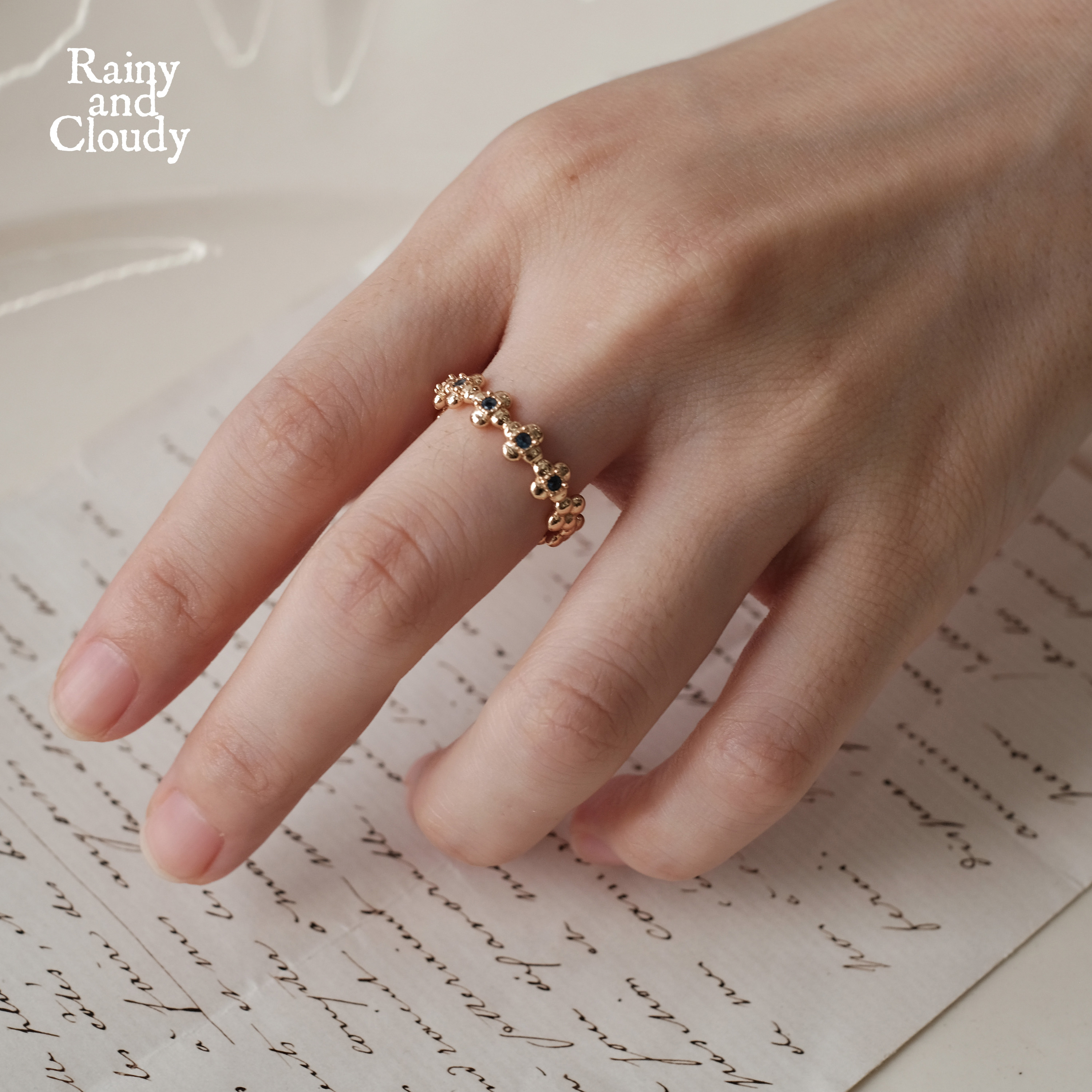 泡泡蔚蓝循环镀金戒指