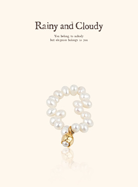 Rainy and Cloudy巴洛克铃兰珍珠戒指轻奢小众设计淡水珍珠指环